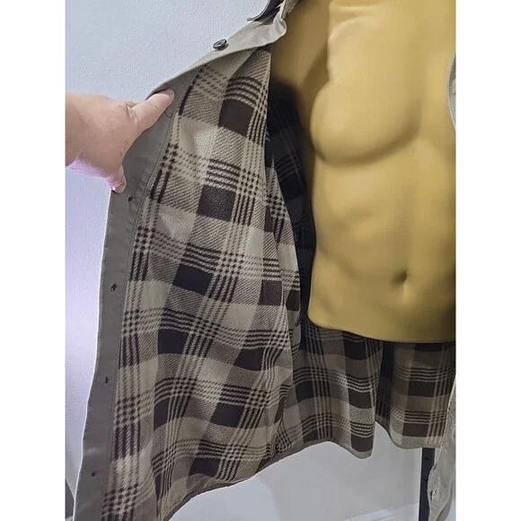 Chaps Ralph Lauren Canvas Chore Jacket Barn Coat Beige 3XT Plaid Flannel Lined